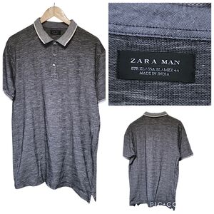 ZARA MAN, BLUE AND WHITE POLO, STRETCH, SIZE XK , EUC